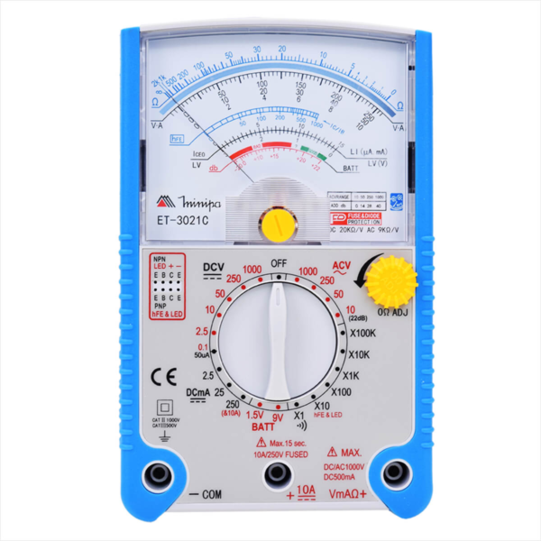 Multímetro Analógico com hFE e Tensão DC/AC | Minipa ET-3021C
