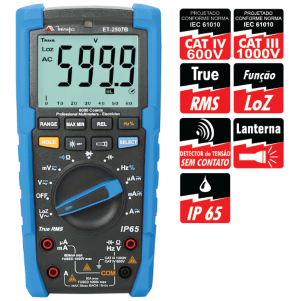 Multímetro Digital LCD com Função NCV | Minipa ET-2507B - Image 2